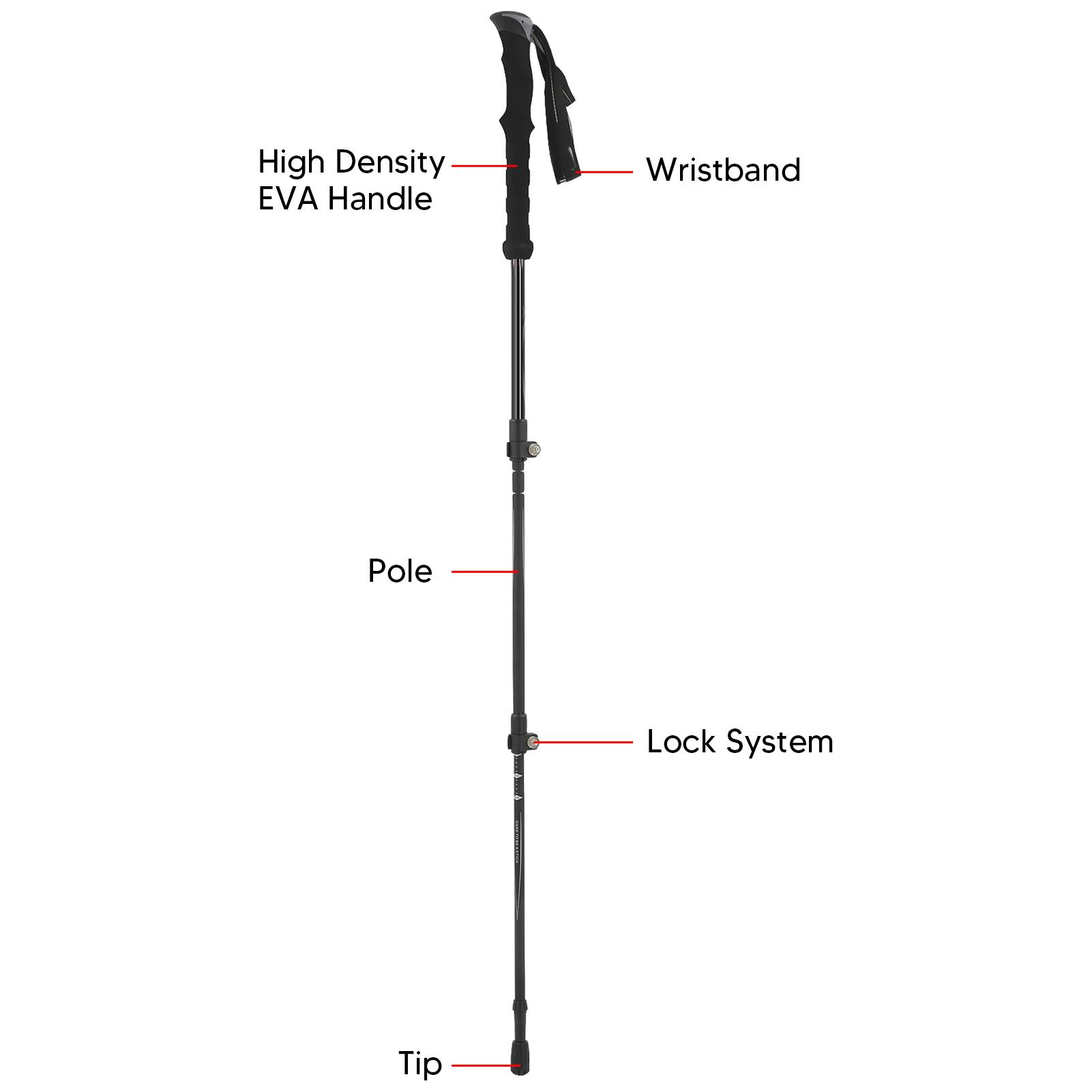 Carbon   Hiking Pole 3 Section Retractable Walking Stick Lightweight Wear Resistant Ergonomically Hiking Stick