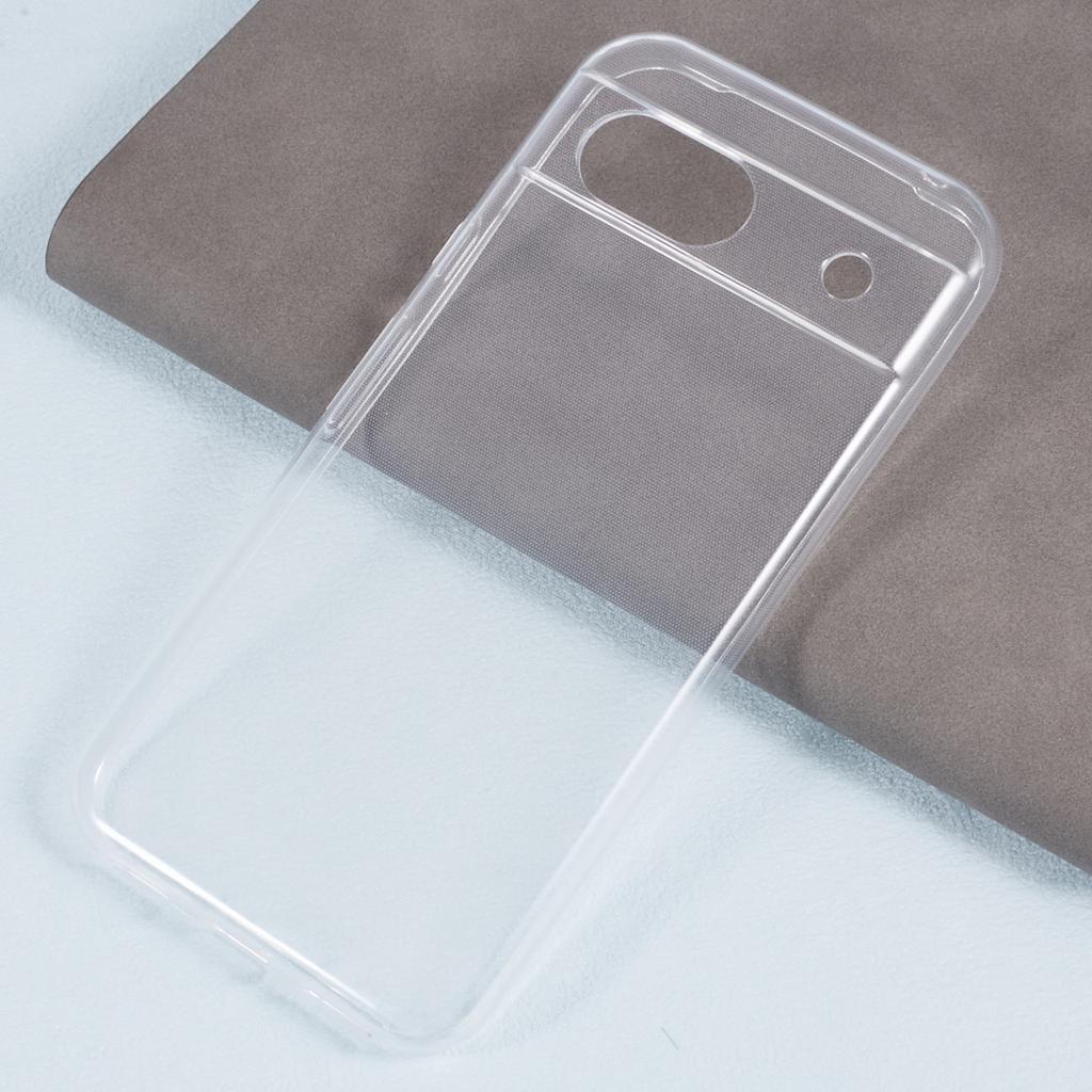 For Google Pixel 8a Clear Case Glossy Soft TPU Phone Protective Cover Watermark-Free
