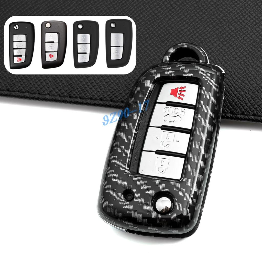 Abs Carbon Fiber Car Smart Key Cover Case Keychain For Nissan Rogue Sport Qashqai J11 X-Trail T32 Kicks Juke