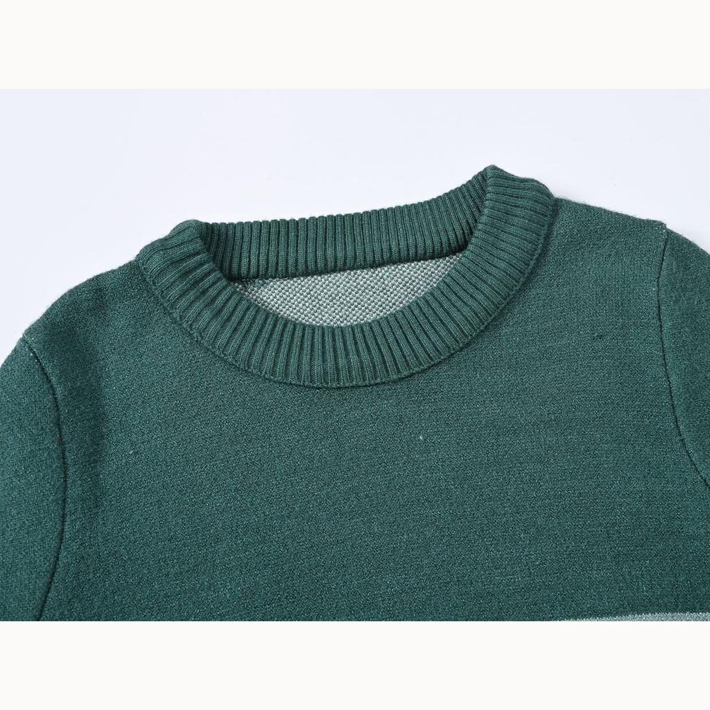 Autumn and Winter Boys and Girls Middle and Large Children Round Neck England Thick Stripes Outside The Inner Fashion Loose Sweater Tops