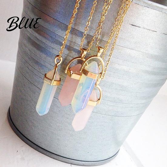 Women Necklace Pendant Faux Crystal Stone Decorative Metal Chain Jewelry Accessories