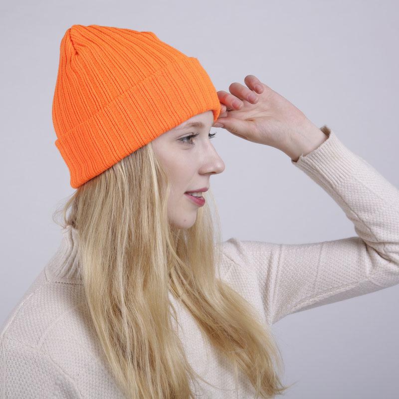 Double-layer men's and women's new knitted wool hats autumn and winter solid color straight striped warm and cold ski stacking hats