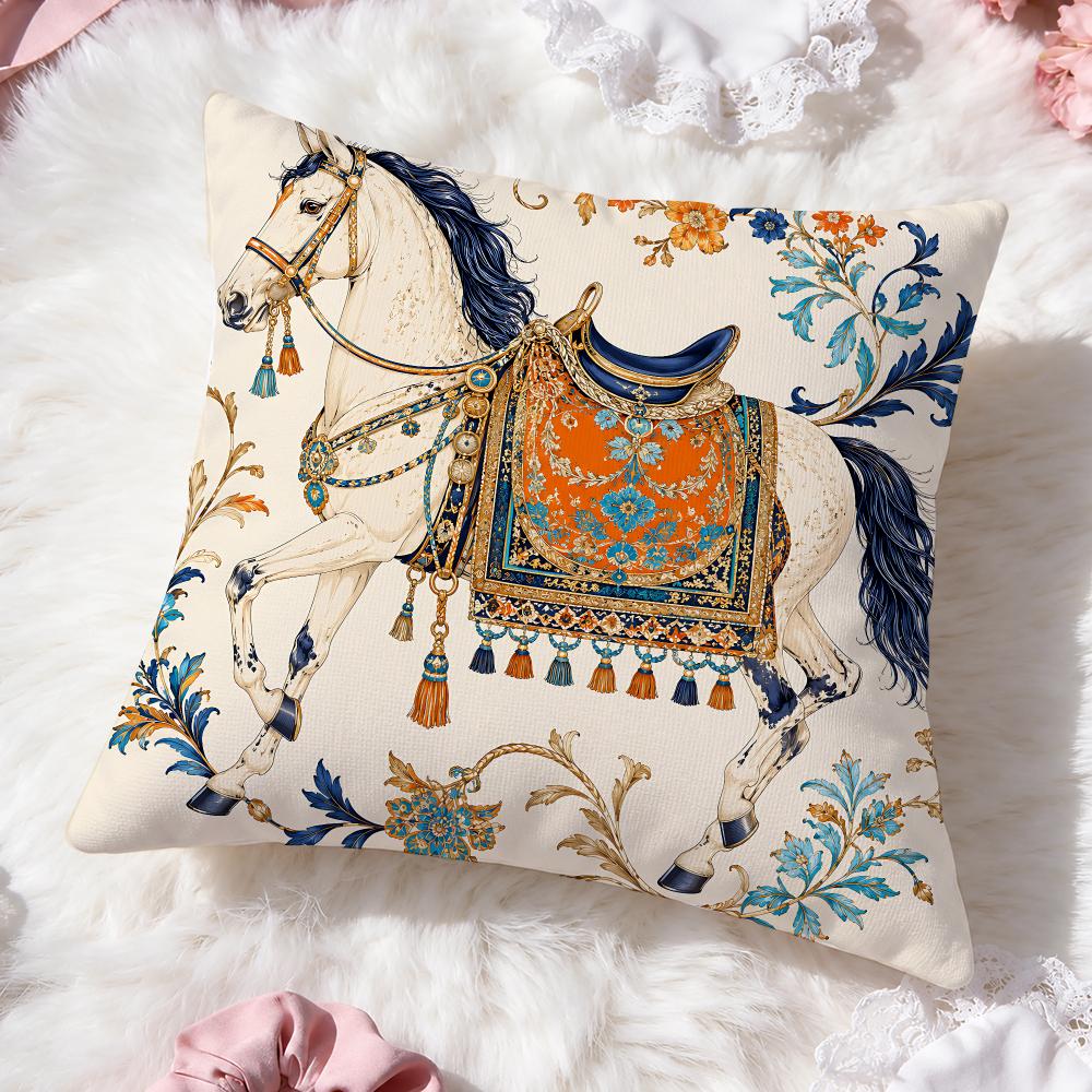 Retroluxuryhorse Cushion Cover Doublesided Printed Bedroom Bedside Pillow Sofa Cushion Cover