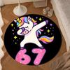 Unicorn Celebration Number 67 Round mat, Anti-slip Circle Carpet Chair rug For livingroom,Bedroom, doormat home decor Gift Christmas Gifts