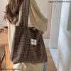 Large Capacity Commuter Canvas Bag - Plaid Woolen Tote for Autumn/Winter