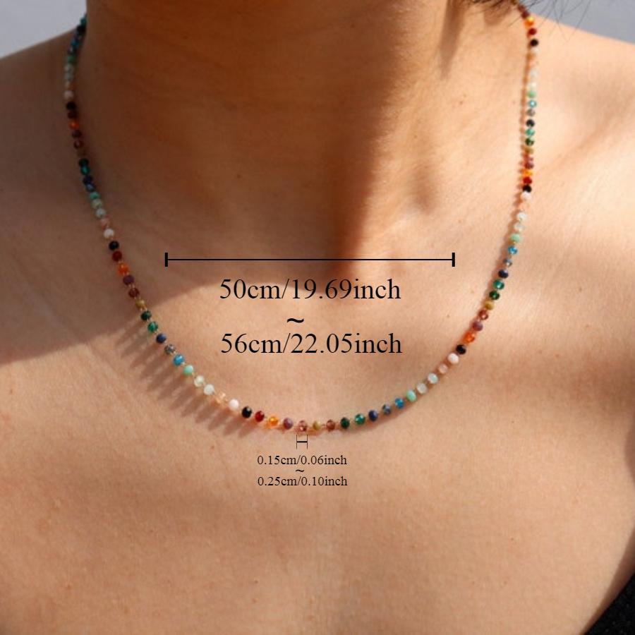 1pc Colorful Gem Bead Necklace, Fashion Adjustable Length - Trendy Jewelry Gift for Women
