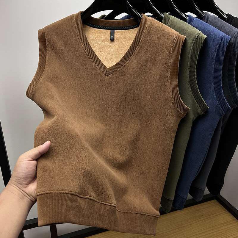 Padded Vest Women Winter Sleeveless Undershirt Double-sided Velvet Warmth Thickened V-neck Elastic Bottoming Fir