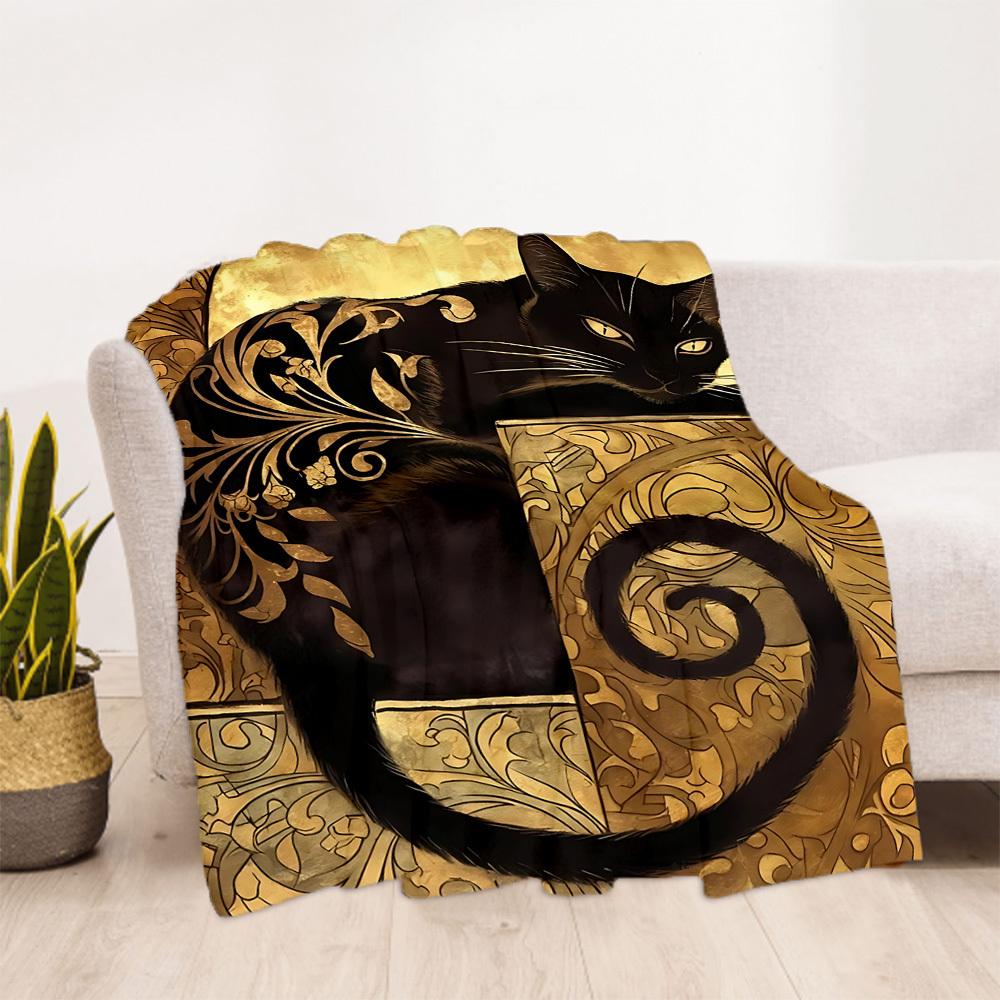 1PC Cat Artwork Outdoor Blanket Lightweight Flannel, Soft & Warm, All-Season Use for Sofa, Outdoor, Camping, Living Room, Office63