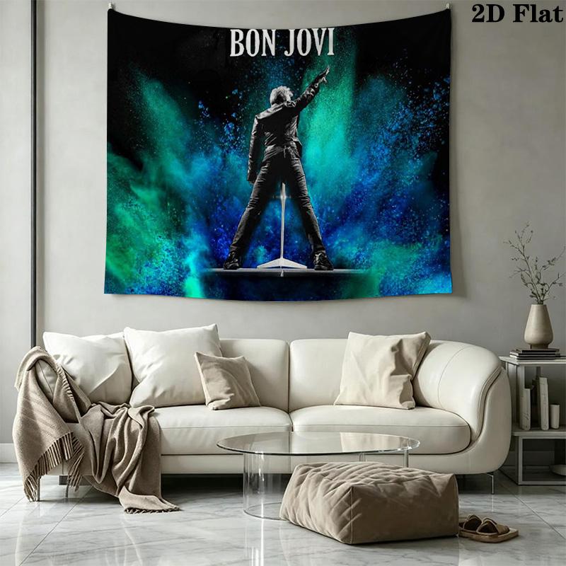 Bon Jovi Band Wall Tapestry Aesthetic Wall Hanging Printed Fabric Blanket Decorative Tapestries for Bedroom Living Room Home Decor