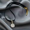 Daisy Necklace, Women's Collarbone Chain, Ethereal and Simple Style, Black Leather Rope Necklace