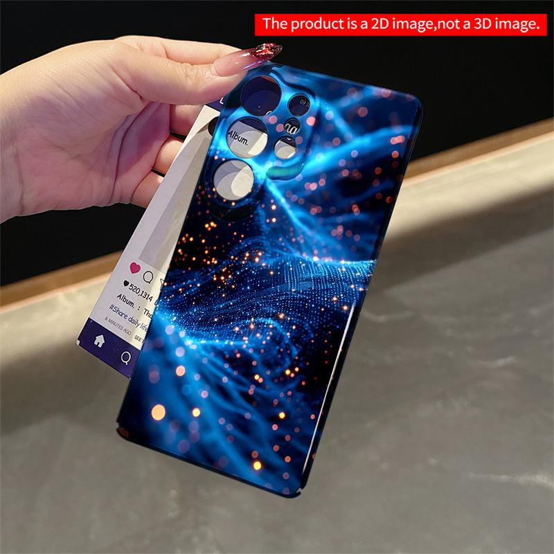 2DFlat Samsung Phone Case Blue Wave Glow with Golden Particles Applicable To Galaxy S22 S23 S24 S25ULTRA S26 A12 A13 A14 A15 A16