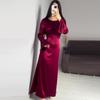 Long Sleeve Elegant Evening Satin Dress For Women High Waist Slim Lace Up Maxi Dresses Femme France Vintage Vacation Banquet Mermaid Bodycon Dresses