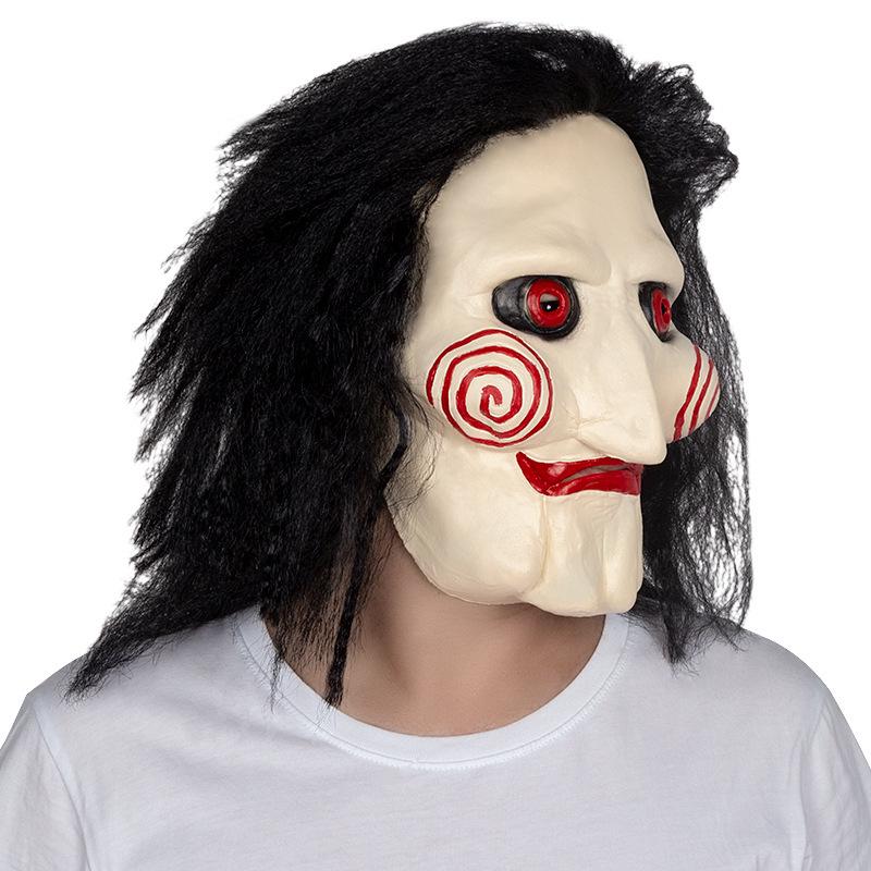 Halloween Pig Head Chainsaw Murderer Mask with Black Hair