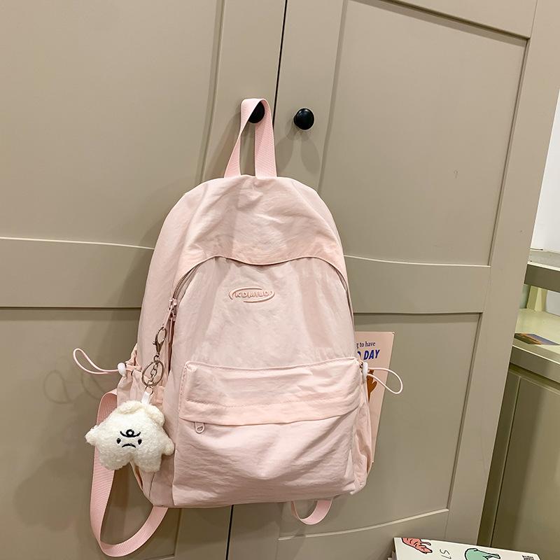 Schoolbag Lightweight Simple Solid Color Backpack Casual Versatile College Student Class Bag School Bag Female Outing Wind Student Backpack