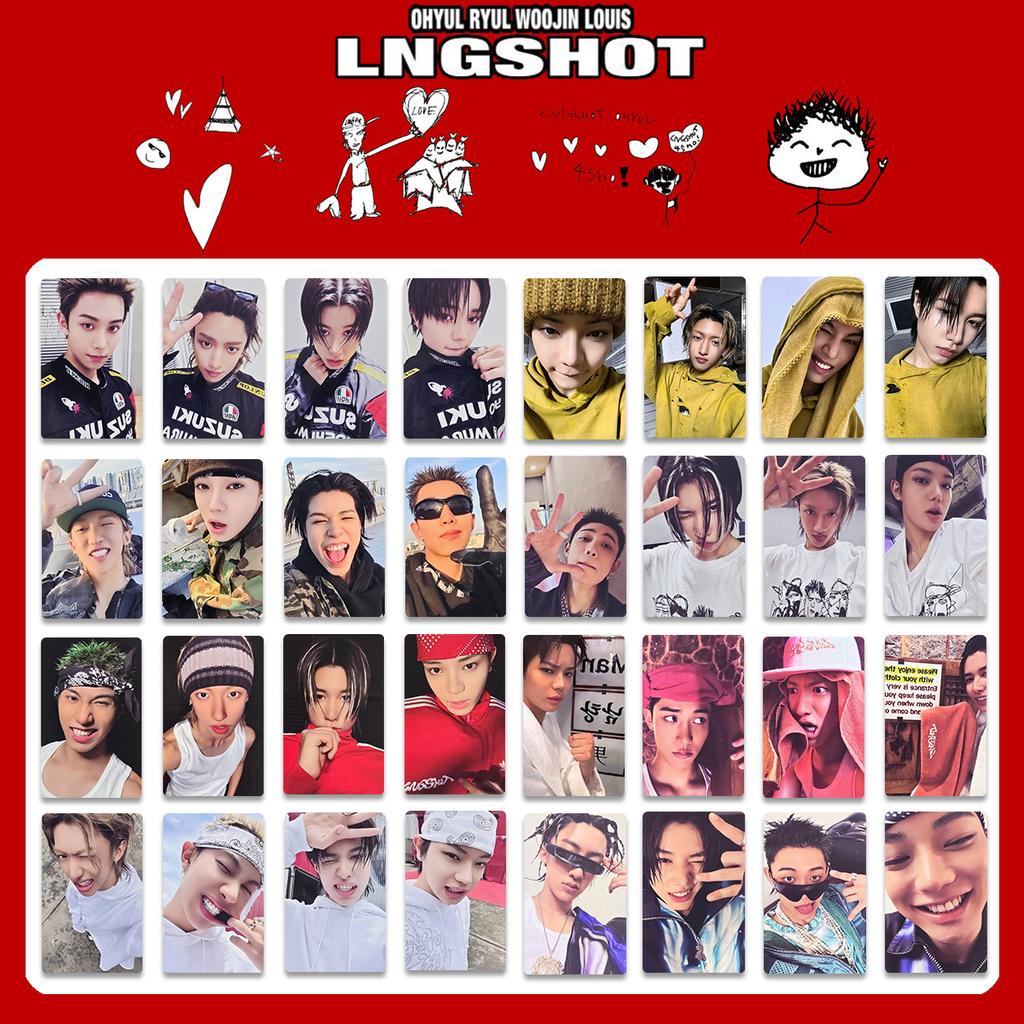 4Pcs LNGSHOT 1st Album SHOT CALLERS K4 Special Card POP-UP Store WVS Postcard RYUL WOOJIN LOUIS OHYUL Fans Bright Film Cards