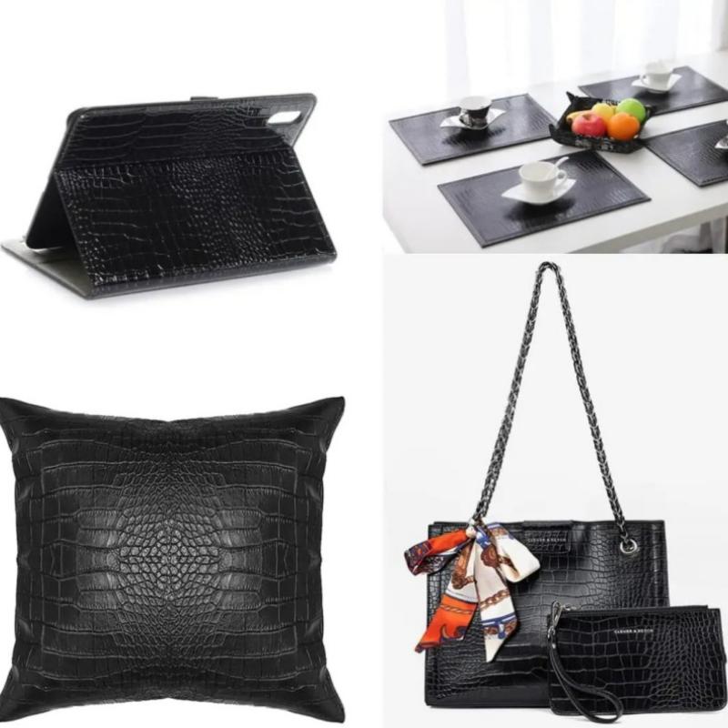 Bandă din piele cu textură de crocodil 50x300cm pentru autocolante de interior auto Autoadezivă Model Aligator Pânză DIY Piele artizanală