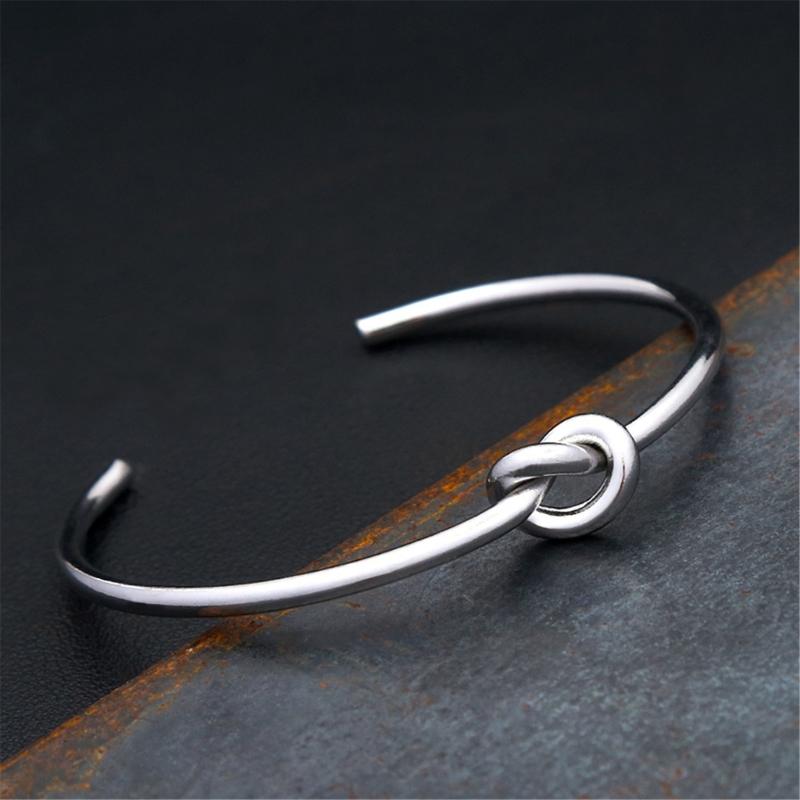 Elegant Geometric Open Knot Bangle Bracelet In Gold Finish Jewelry Accessory for Fashionable Women Seek Unique Styles