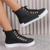 High-top Shoes Women's Thick Baseplate Shoes New Round Head High-top Casual Board Shoes Women