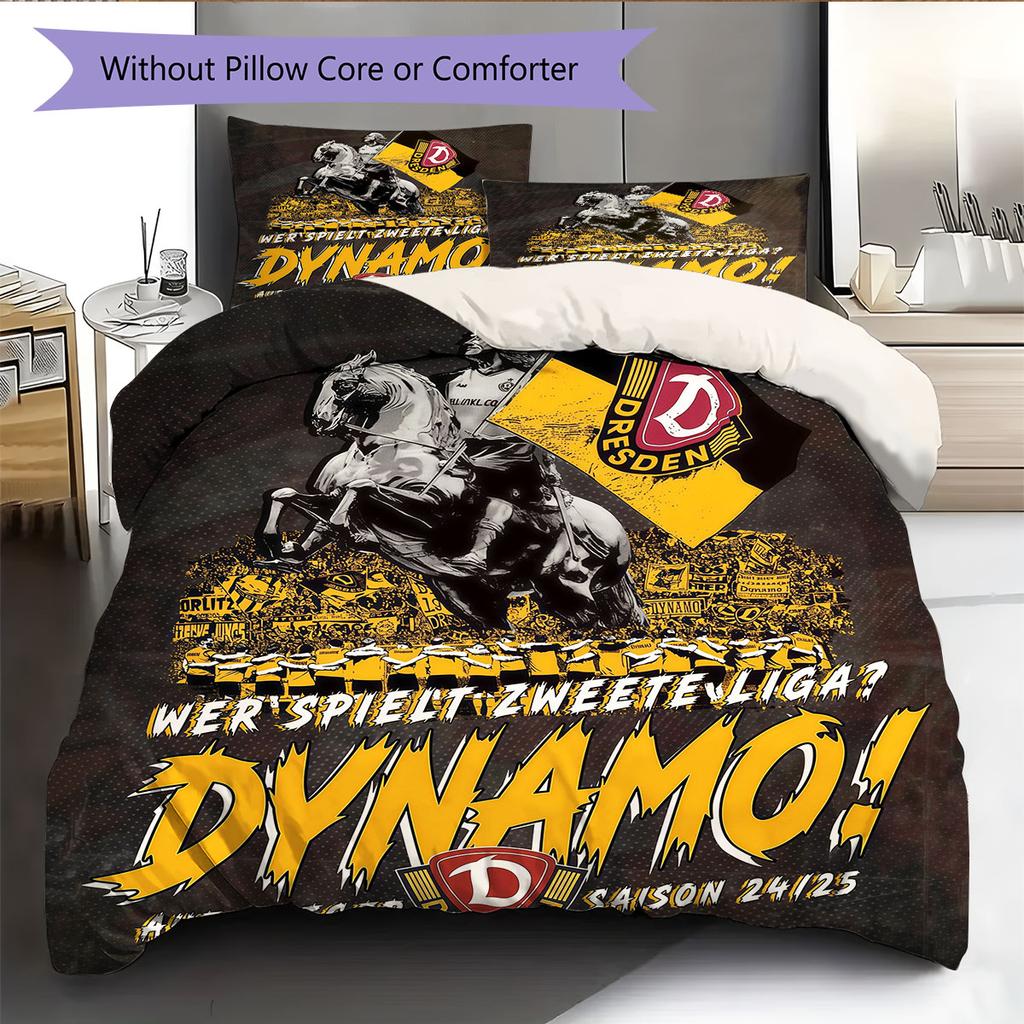 SG Dynamo Dresden Pattern Bedding Home Decoration Birthday Gift ( 1 duvet cover + 2 pillowcase, without core),fan merchandise.