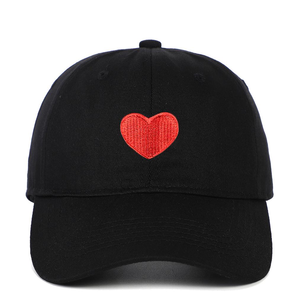 Love Heart Pattern Cotton Baseball Cap With Uv Protection For Outdoor Sports And Leisure Black