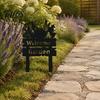 Modern Yard Art Welcome Decorative Sign, Wildflowers/Vegetables Silhouette Black Garden Stake, Outdoor Soil Insert Acrylic Rustic Lawn Sign for Front