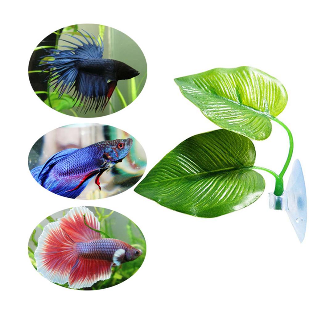 Artificial Leaf Bed Aquarium Accessories Fish Tank Decoration Powerful Sucker Betta Fish Rest Leaf
