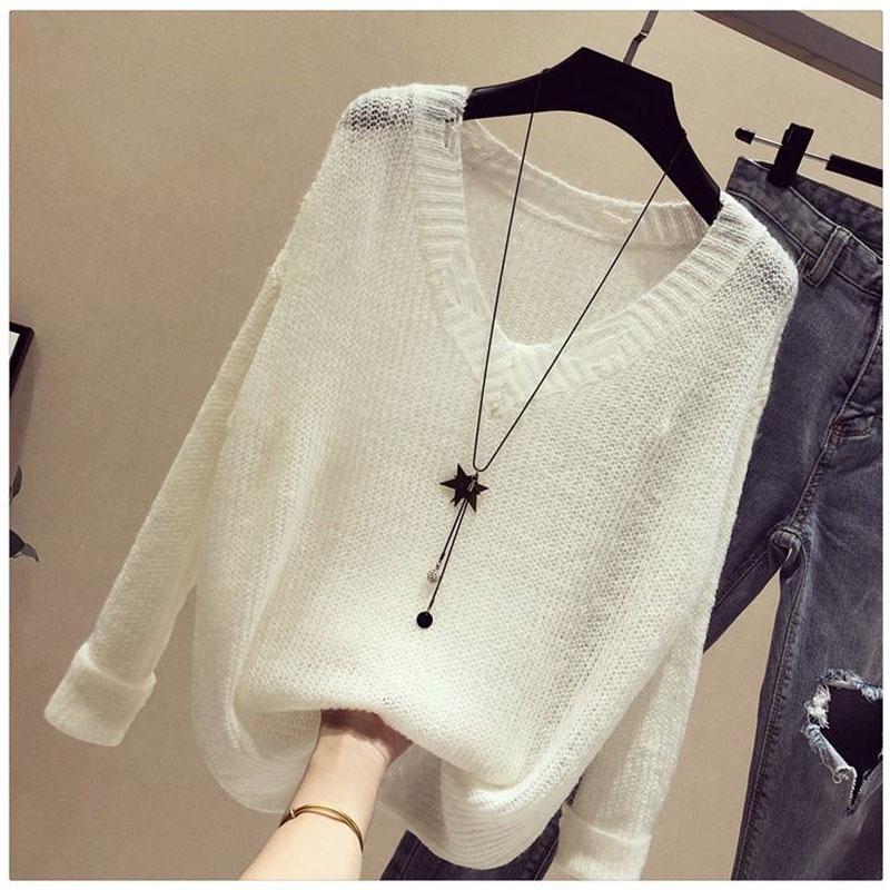 Tops Fashion Spring and Autumn Women's Long Sleeve Comfortable Loose Sweater Openwork Sweater