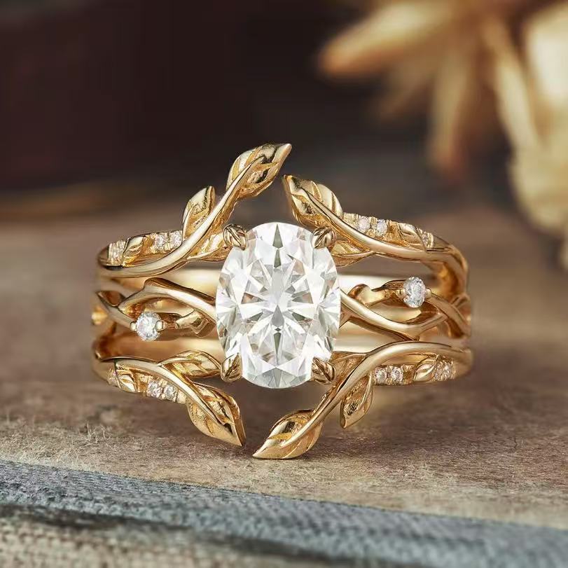 

Luxury Gold Color Inlaid with White Stone Round Rings Set Flower Party Engagement Wedding Rings for Women Jewelry 10