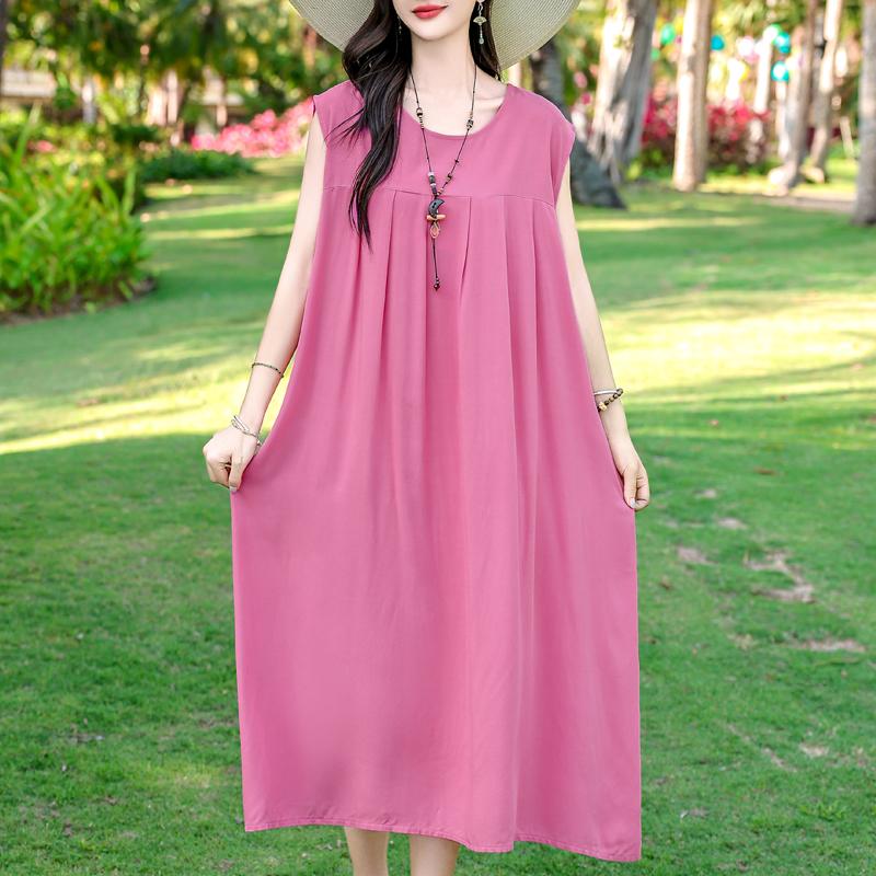 Plus Size Elegant Women's Summer Dress Casual Loose Long Dress Female Vintage Clothes