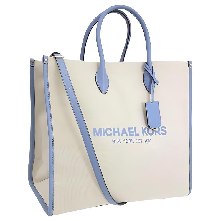 New MICHAEL KORS MICHAEL KORS Luggage Collection Fabric Crossbody Handbag, Shoulder Bag Large Women's Beige & Haze Blue 35S2G7ZT3C-464