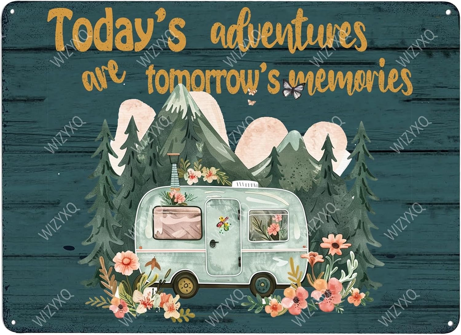 Camping Metal Signs Todays Adventures Are Tomorrows Memories Sign Funny Vintage Tin Sign Aluminum Sign Retro Wall Decor for 20x30cm(7.8x11.8inch)