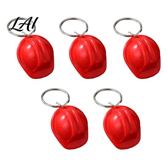 Plastic Key Chain 5Pcs Mini Security Helmet Keychain Simulated Construction Backpack Accessories Ring Holder Decorative Keychain Pendant for