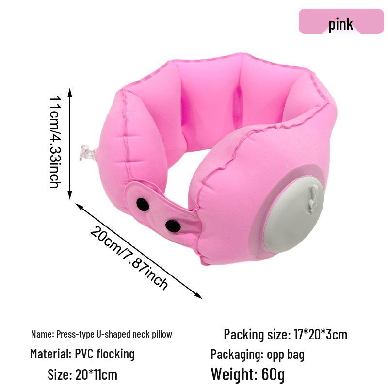 Portable Inflatable U-Shaped Neck Pillow for Travel, Office, Car & Airplane Nap Support