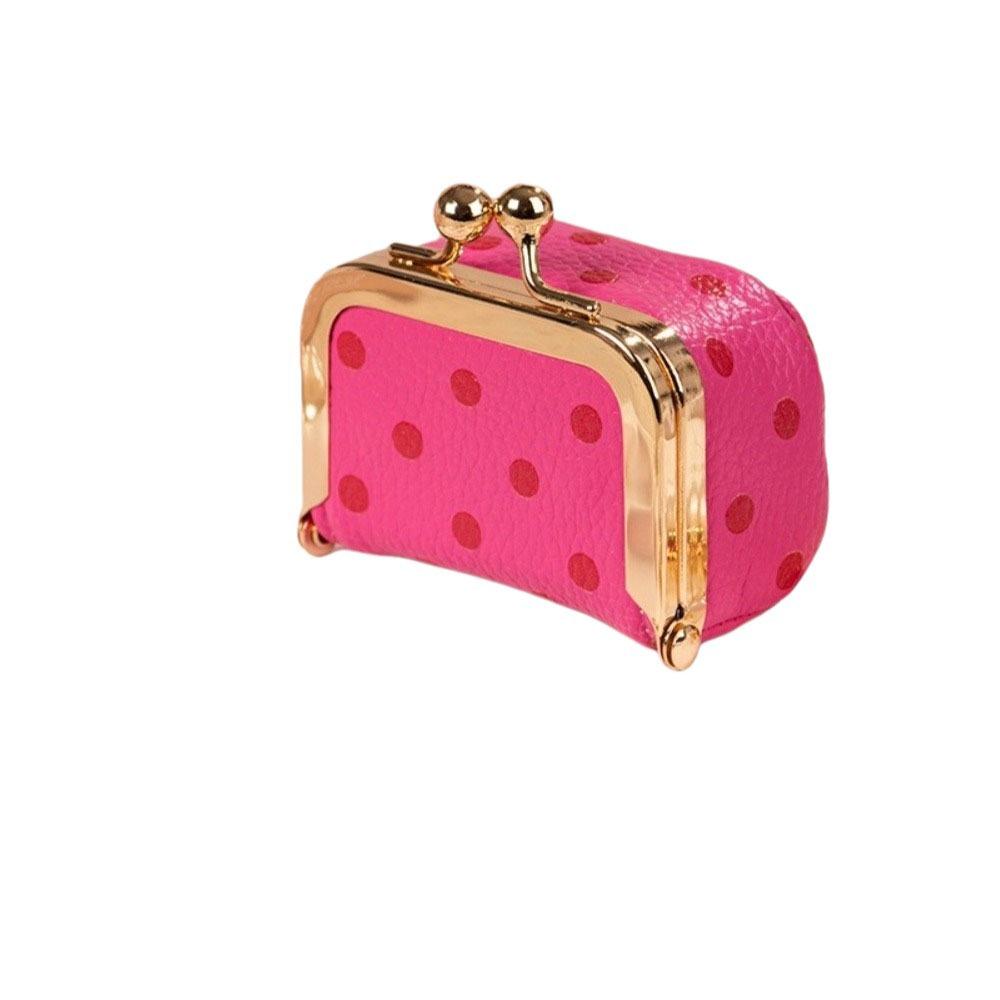 Polka Dot Kiss Lock Coin Purse Mini Small Item Bag Cute Leather Jewelry Bag  Woman Girl
