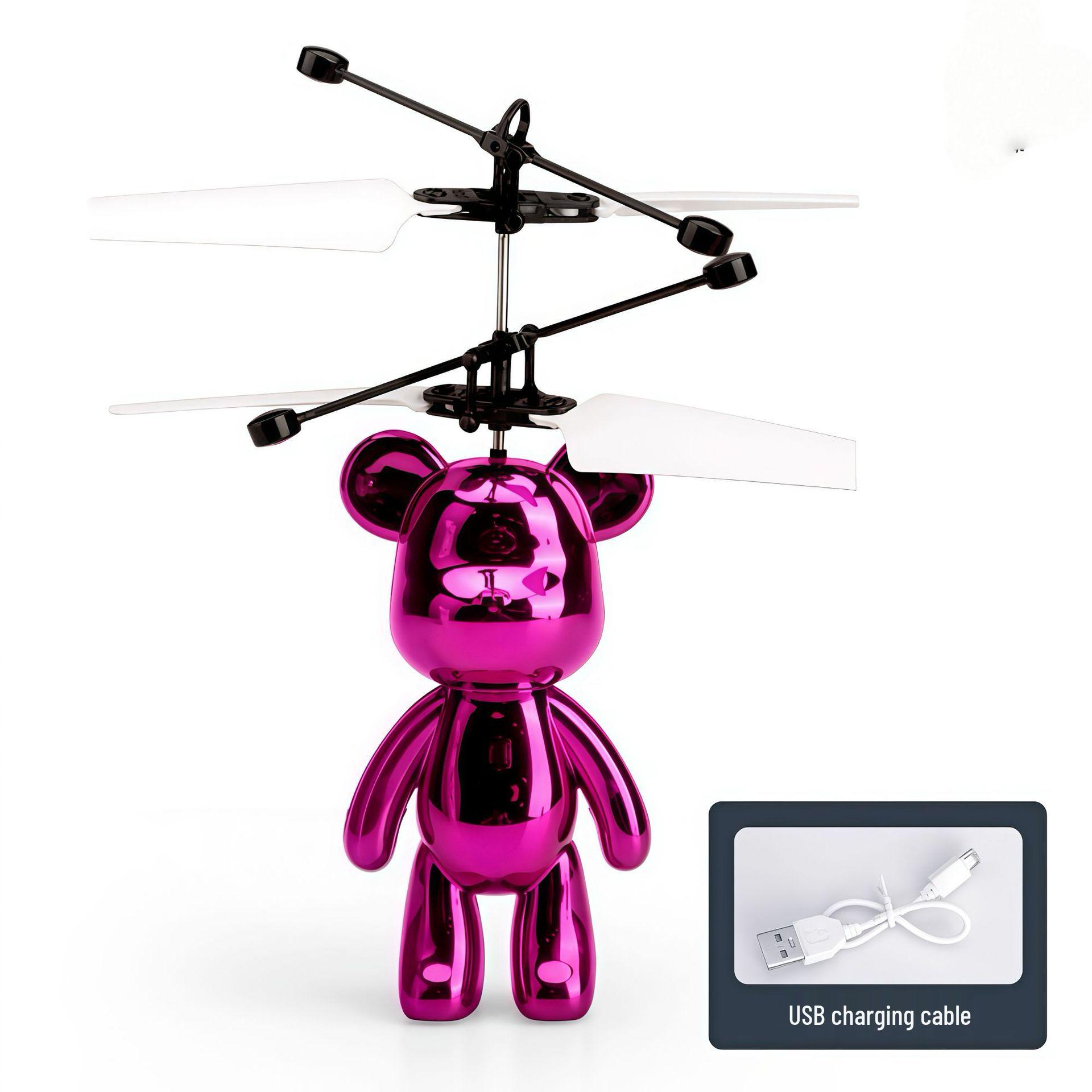 Hot Sale Electroplated Luminous Flying Bear Induction Toy for Kids
