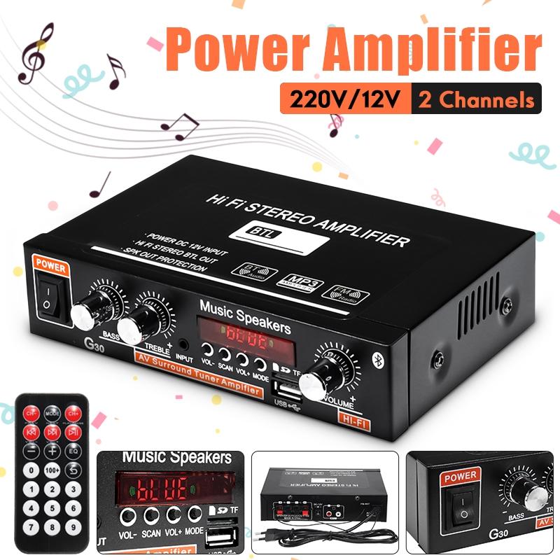 DC 12V AC 220V 90W LCD Display bluetooth FM Radio Car Home Remote Control Home Theater Amplifiers 2CH HIFI Audio Stereo Amplifier