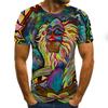 Summer Trendy Street Lion 3D Digital Printed T-shirt Casual Short Sleeve Shirt