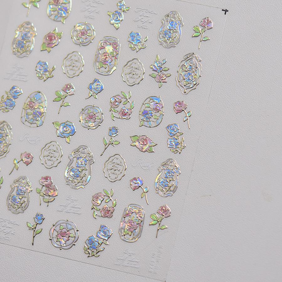 1pcs 5D Bronzing Shininy Pink Sakura Nail Art Stickers Flower Self-Adhesive Nail Decorations Decals Accessories