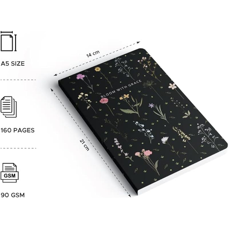 FACTOR NOTES A5 Notebook: Ruled | 90 GSM | 160 Pages (Bloom with Grace)