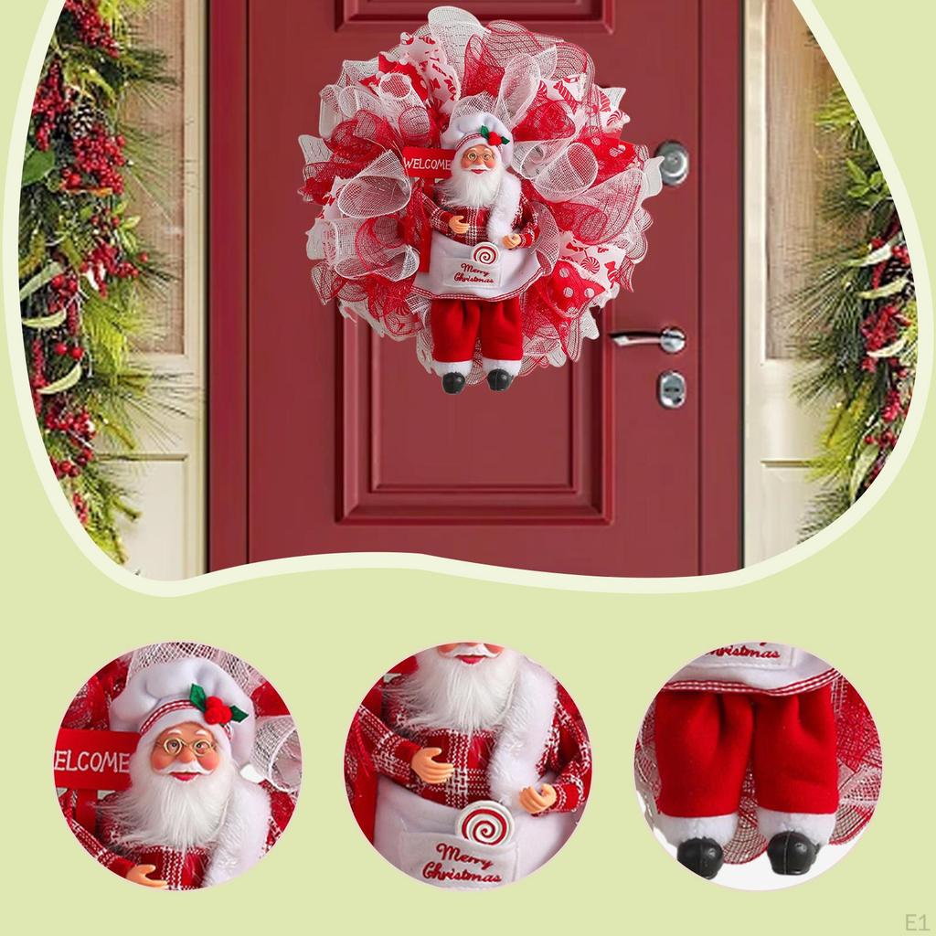 Wieniec Świąteczny Wiszący Girlanda Dekoracja Świąteczna Wszechstronny 16" Sezonowy Święty Mikołaj