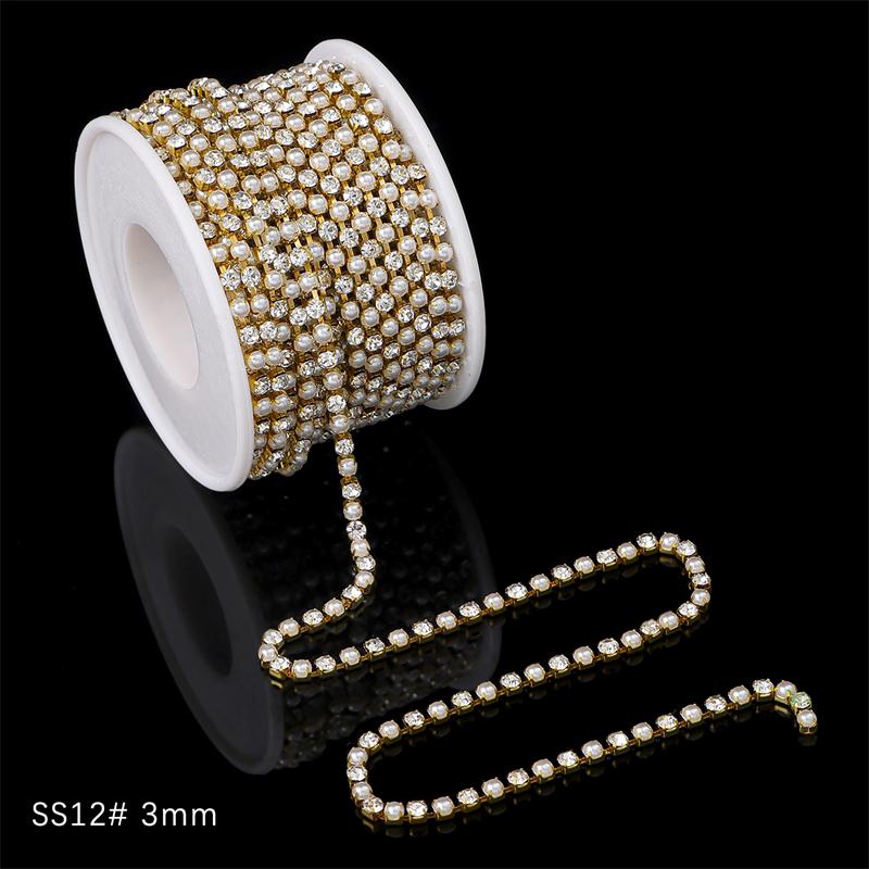 1 Yard 2 Reihen 1 Reihe Kristall Strass Kette Aufnähen Aufkleben Perlen Besatz Kupfer Kette Für Kleidung DIY Schmuckherstellung Zubehör