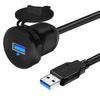 Double Port Extension Cable LED Indicator Panel Dashboard USB 3.0 Car Flush Mount Cable
