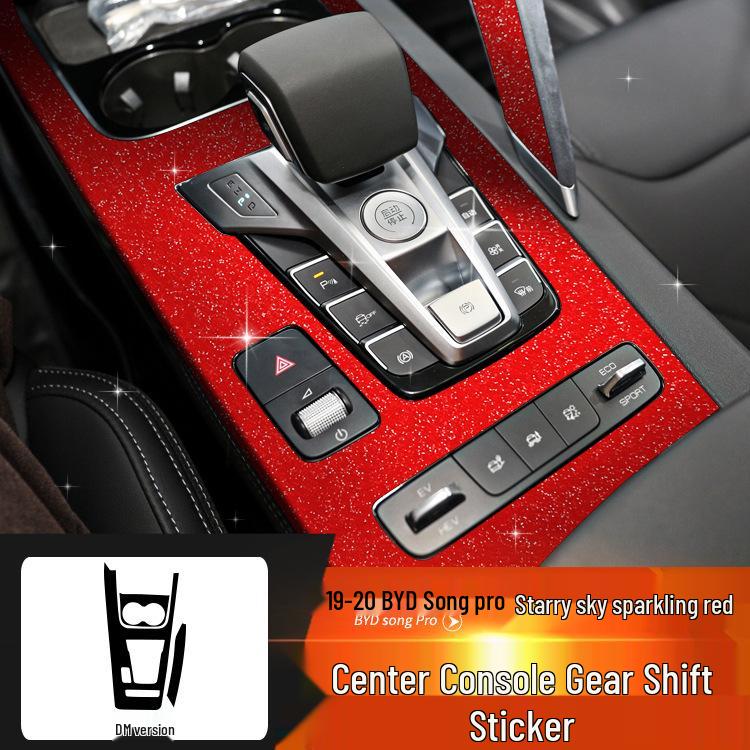 Starry Sky Console Gear Shift Sticker for 19-20 BYD Song PRO - Sparkling Film with Free Replacement