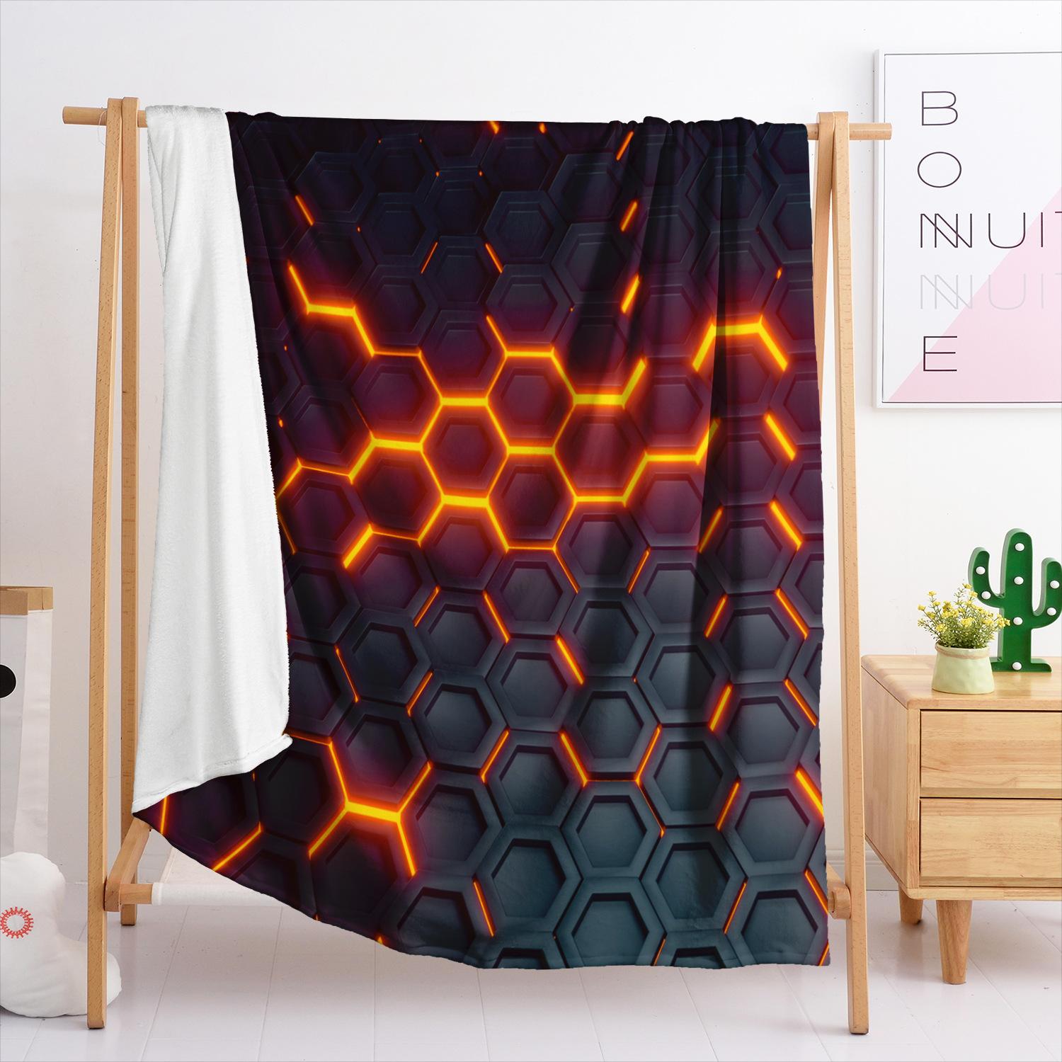 

Blanket Flannel Blanket Laser Geometric Pattern 3D Digital Printing Blanket Blanket 120X90cm