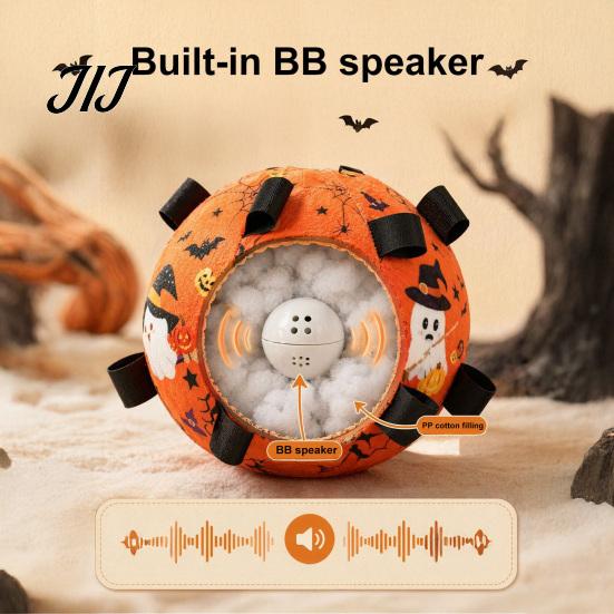 Bite Resistant Pet Ball Squeaky Dog Chew Toy for Halloween, Plush Toy, Teething Interactive Small Medium Large Breeds Dogs