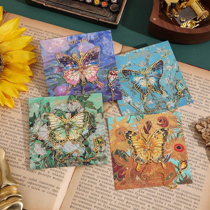 Retro Special-Shaped Butterfly Student Reading Bookmark Holder 6 Types Of Art Oil Painting Bookmarks Exquisite Reading Gifts