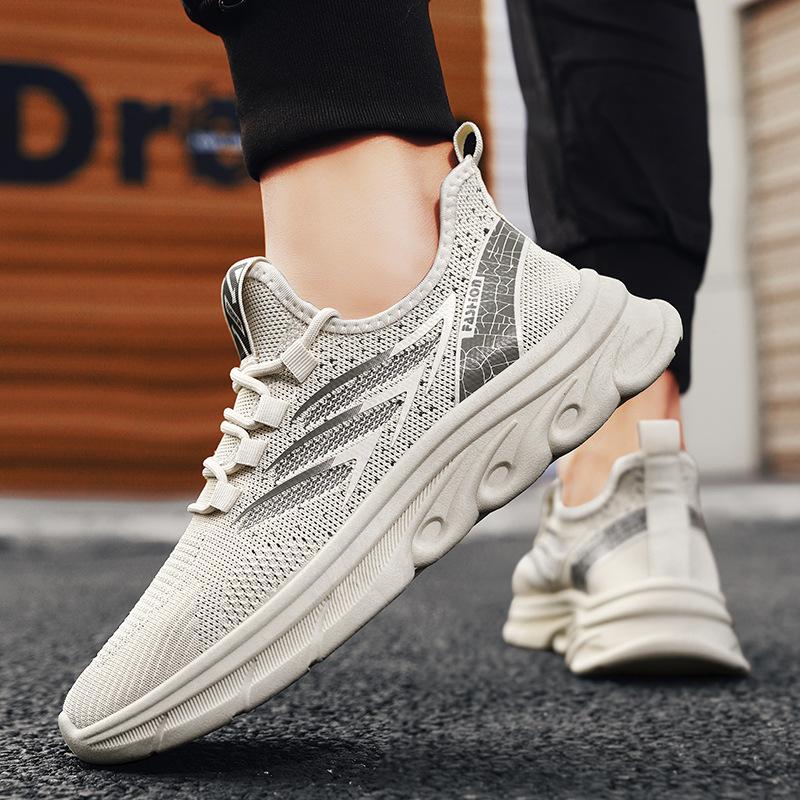 Men's shoes summer new low-top dad shoes fly-woven mesh breathable casual sports shoes young and young students running shoes