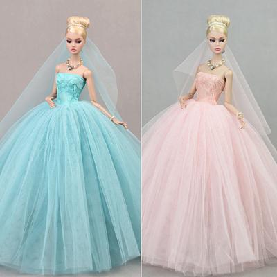 Puppe Kleid Netz Tutu Rock Brustwickel Flauschig Lang Kleid