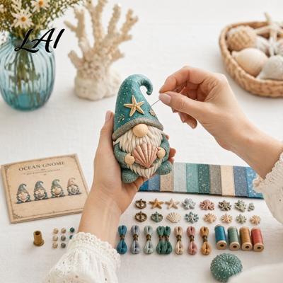 Embroidery Floss Kit Cozy Gnome DIY Patchwork Kit Felt Creative Sewing Art Craft for Beginner Crafters Home Decor Unique Handmade Gift Nordic