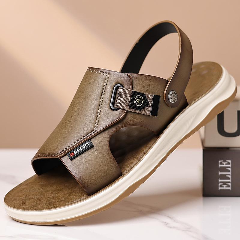 

Сандалии мужские летние новые дышащие повседневные крутые шлепанцы модные двусторонние пляжные туфли прилив 38 коричневый